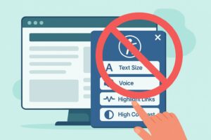 Imagen destacada parae l post"Overlays de Accesibilidad: Soluciones Rápidas, Problemas Reales", en la que se ve un overlay en funcionamiento