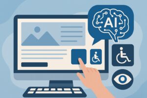 Imagen destacada para el post Cómo usar ChatGPT o GPT-4 para mejorar la accesibilidad de tu sitio web, en la que se representa el uso de la inteligencia artificial para trabajar la accesibilidad web