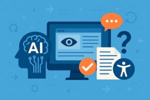 Imagen destacada para post Inteligencia Artificial y WCAG, en la que se ven graficos que representan el uso de la inteligencia artificial en accesibilidad