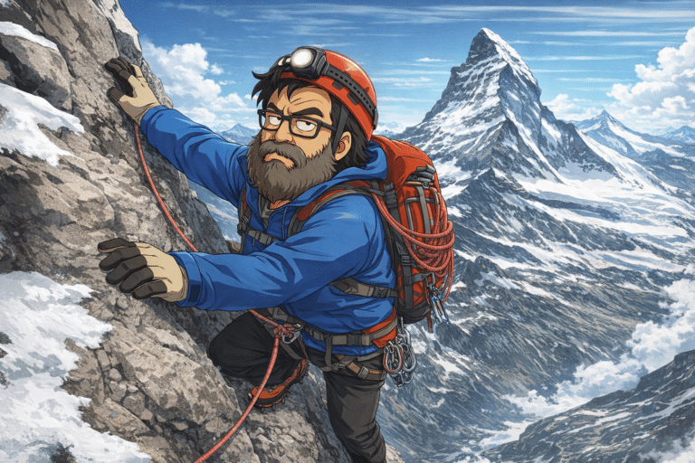 El avatar de Jose Humanes escalando el Matterhorn, en referencia al tema de la entrada, el protocolo matterhoen